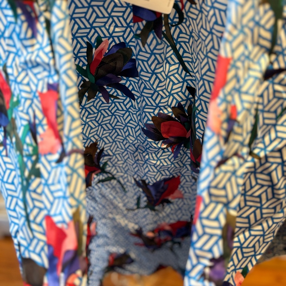 Equipment Blue and Red Patterned Blouse - Picture 7 of 11